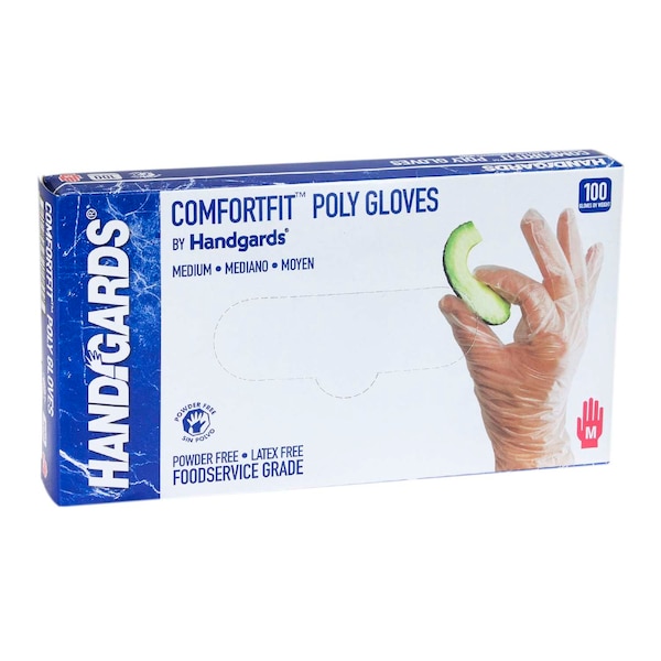 Handgards Comfortfit Powder Free Latex Free Medium Poly Glove, PK1000